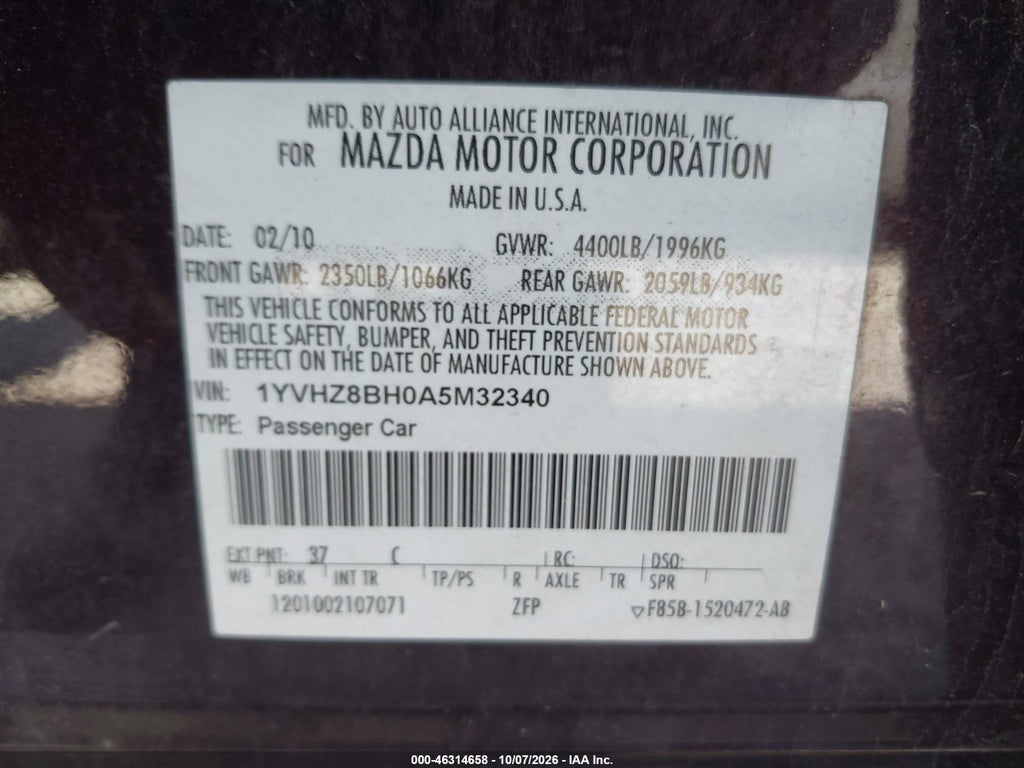 2010 Mazda MAZDA6 I Sport photo 9