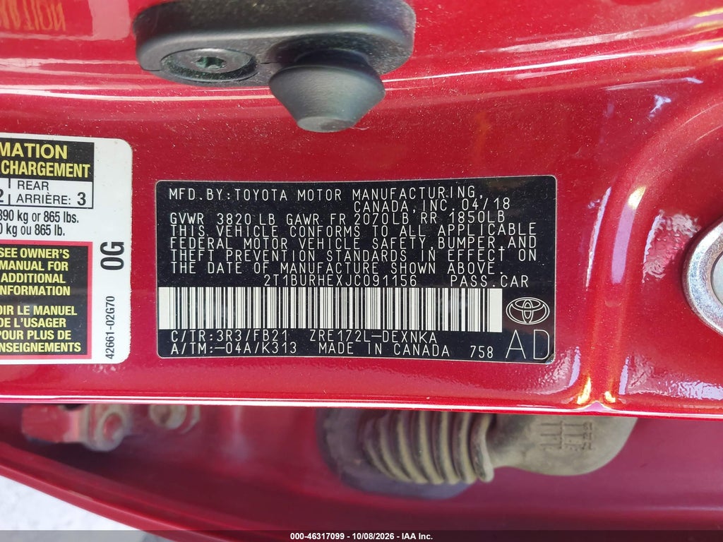 2018 Toyota Corolla LE photo 9