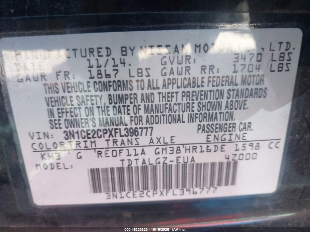 2015 Nissan Versa Note SR photo 9