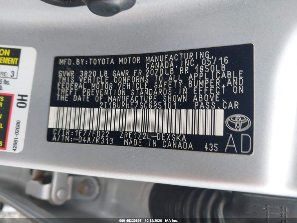 2016 Toyota Corolla S Plus photo 9