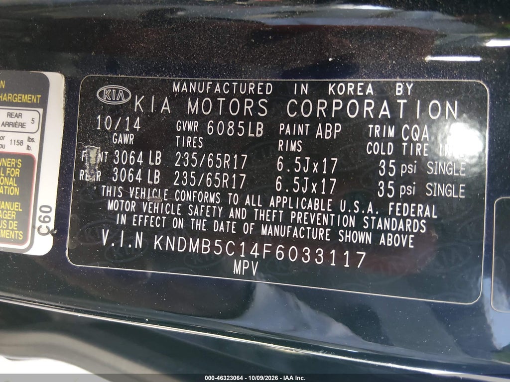 2015 Kia Sedona LX photo 9