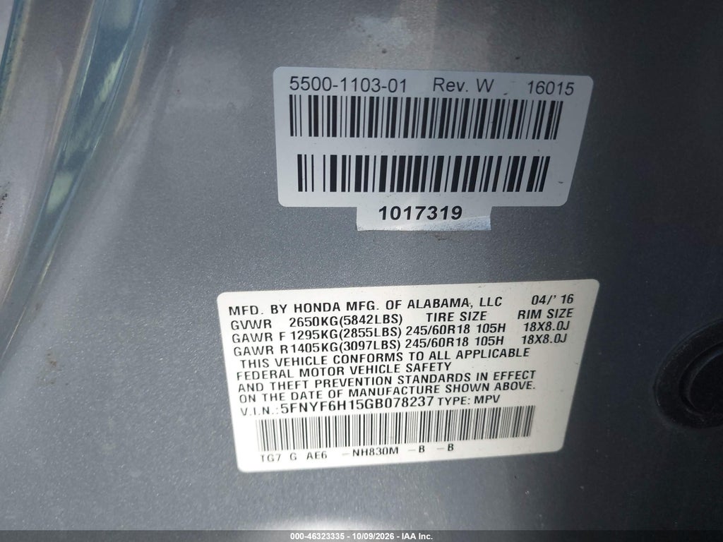 2016 Honda Pilot LX photo 9