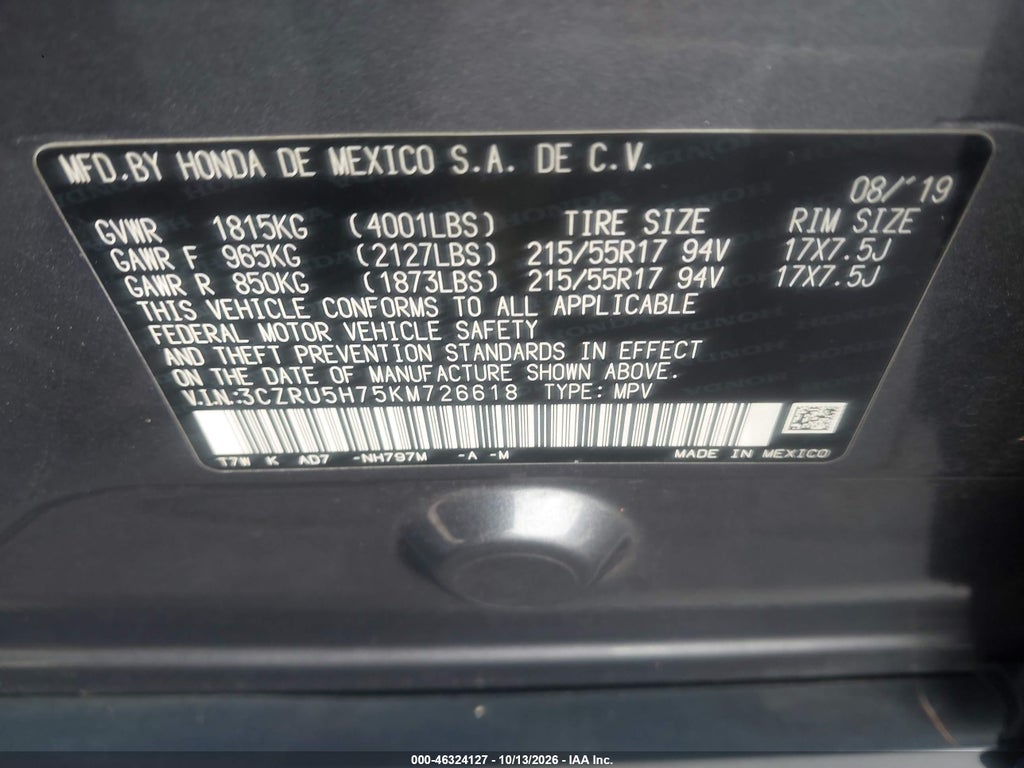 2019 Honda HR-V EX-L photo 9