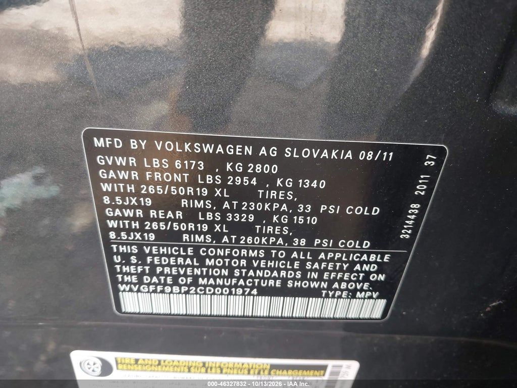 2012 Volkswagen Touareg VR6 LUX photo 9