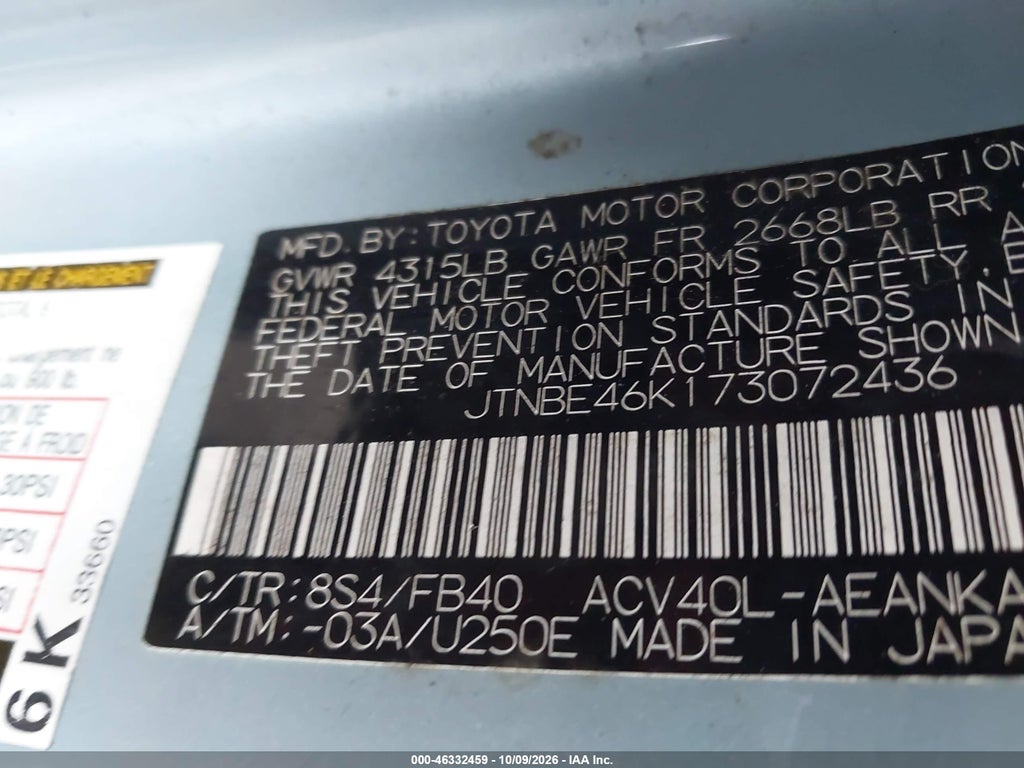 2007 Toyota Camry LE photo 9