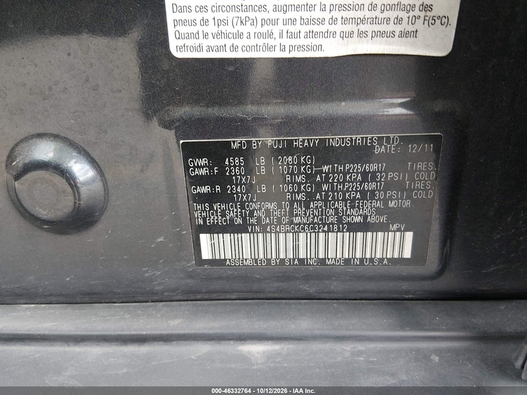 2012 Subaru Outback 2.5I Limited photo 9