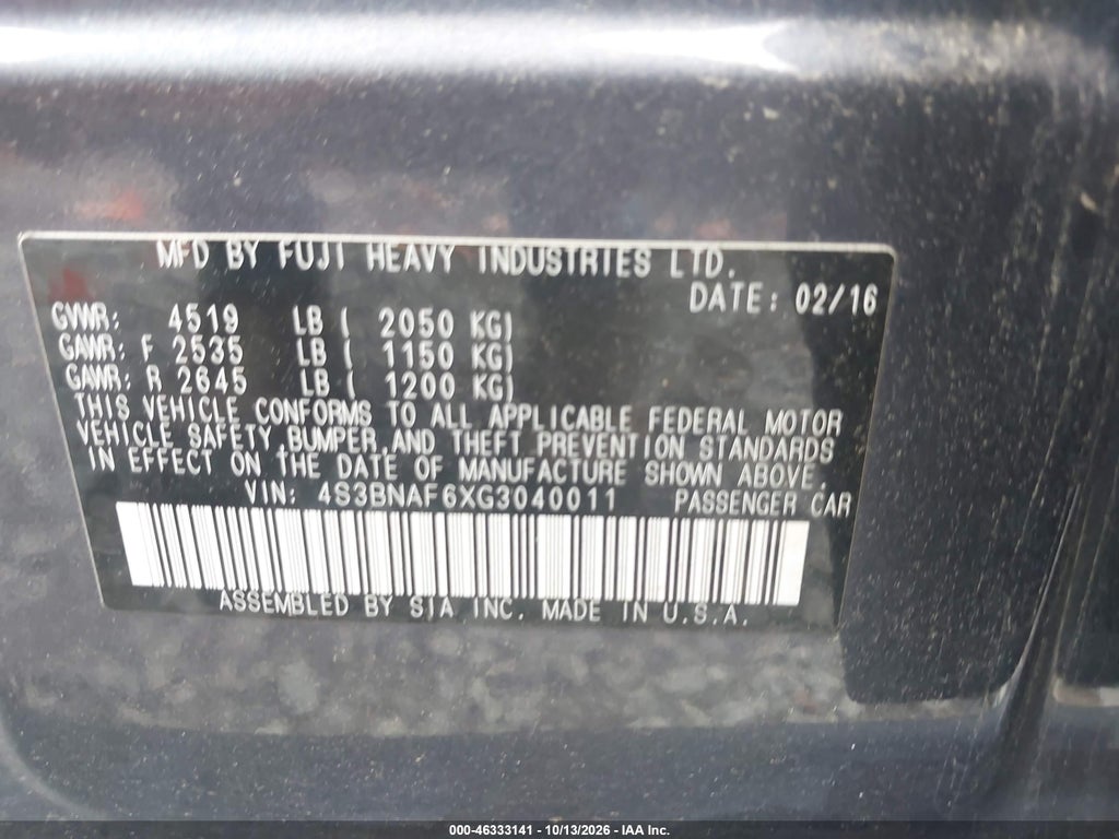2016 Subaru Legacy 2.5I Premium photo 9