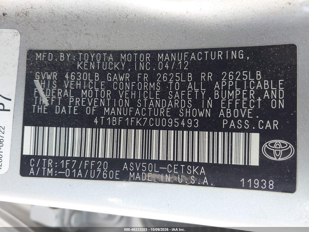 2012 Toyota Camry SE photo 9