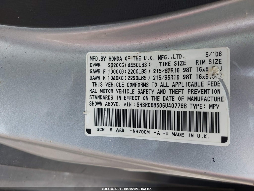 2006 Honda CR-V LX photo 9