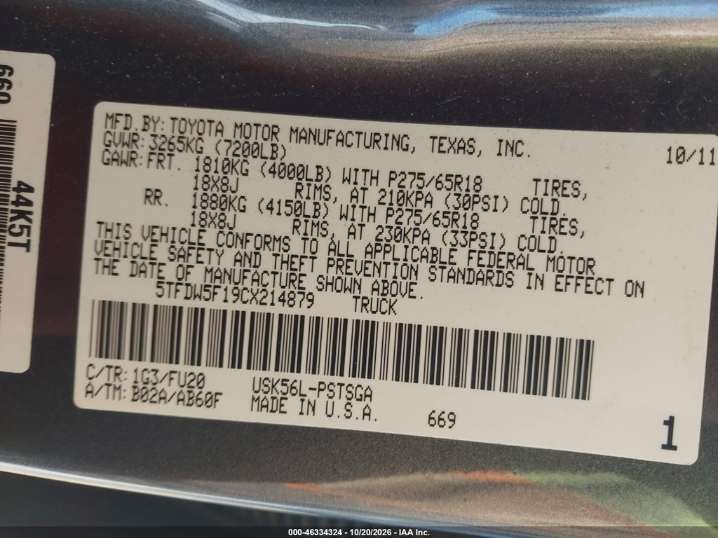 2012 Toyota Tundra Crewmax SR5 photo 9