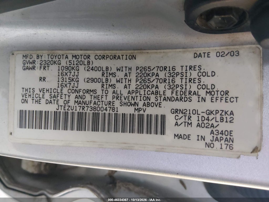 2003 Toyota 4RUNNER Limited V6 photo 9