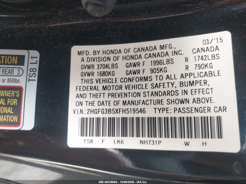 2015 Honda Civic LX photo 9