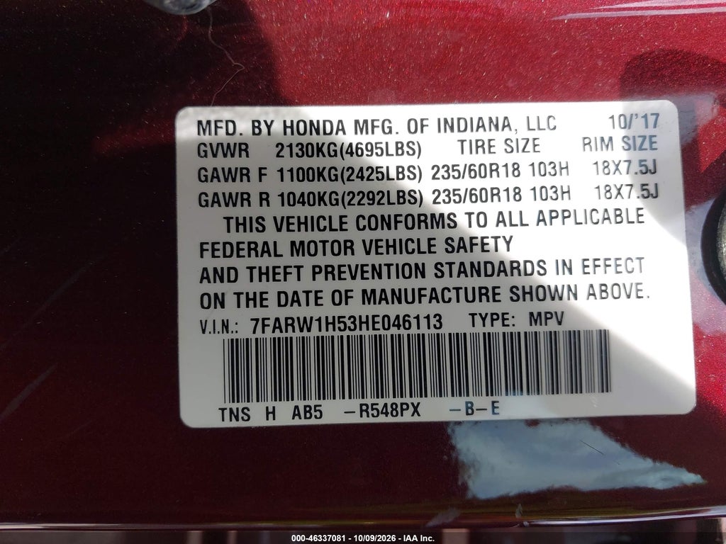 2017 Honda CR-V EX photo 9