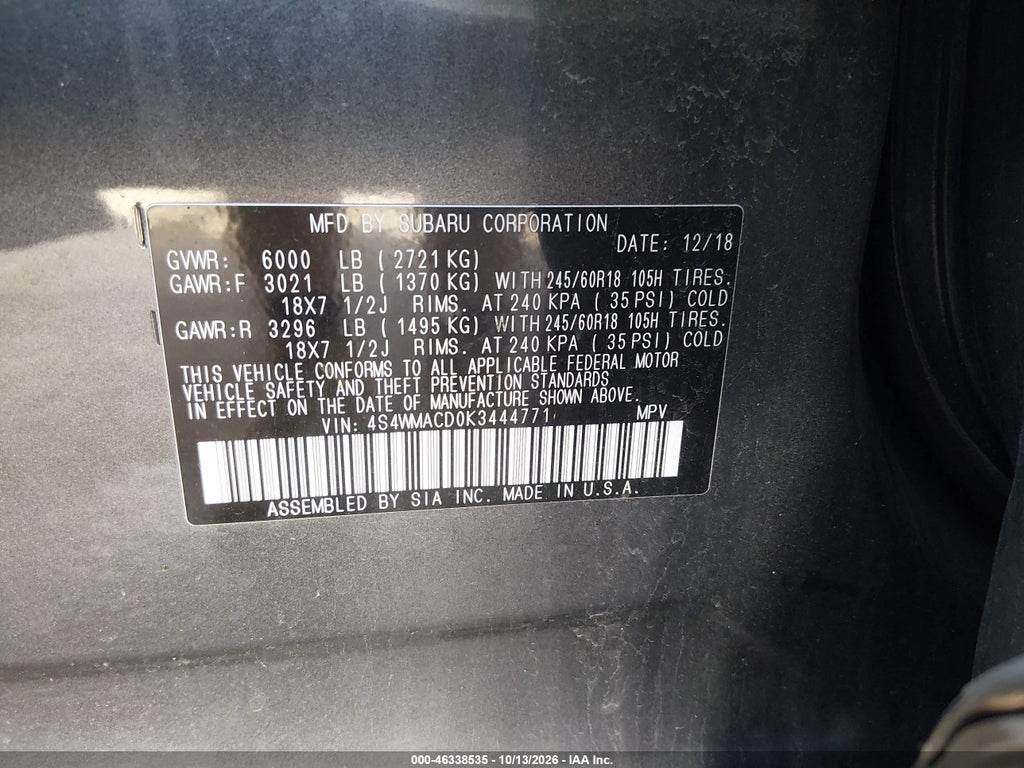 2019 Subaru Ascent Premium photo 9