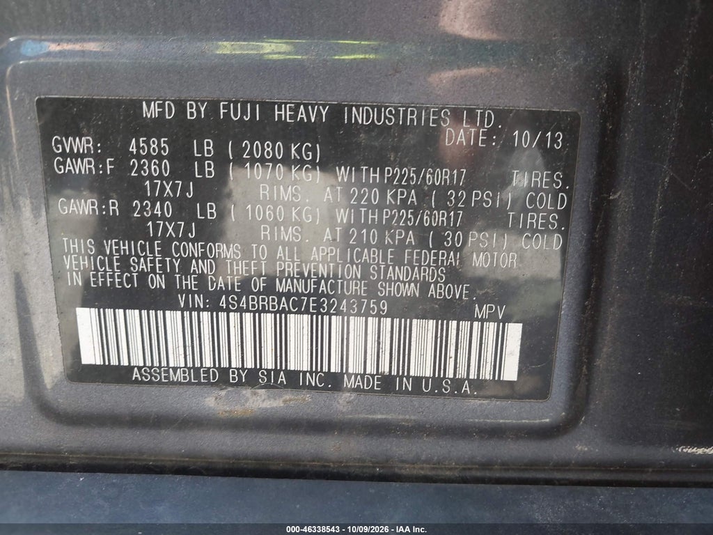 2014 Subaru Outback 2.5I photo 9