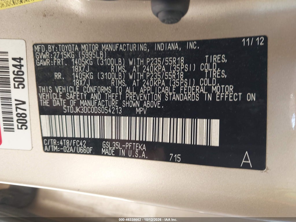 2013 Toyota Sienna LE 7 Passenger photo 9