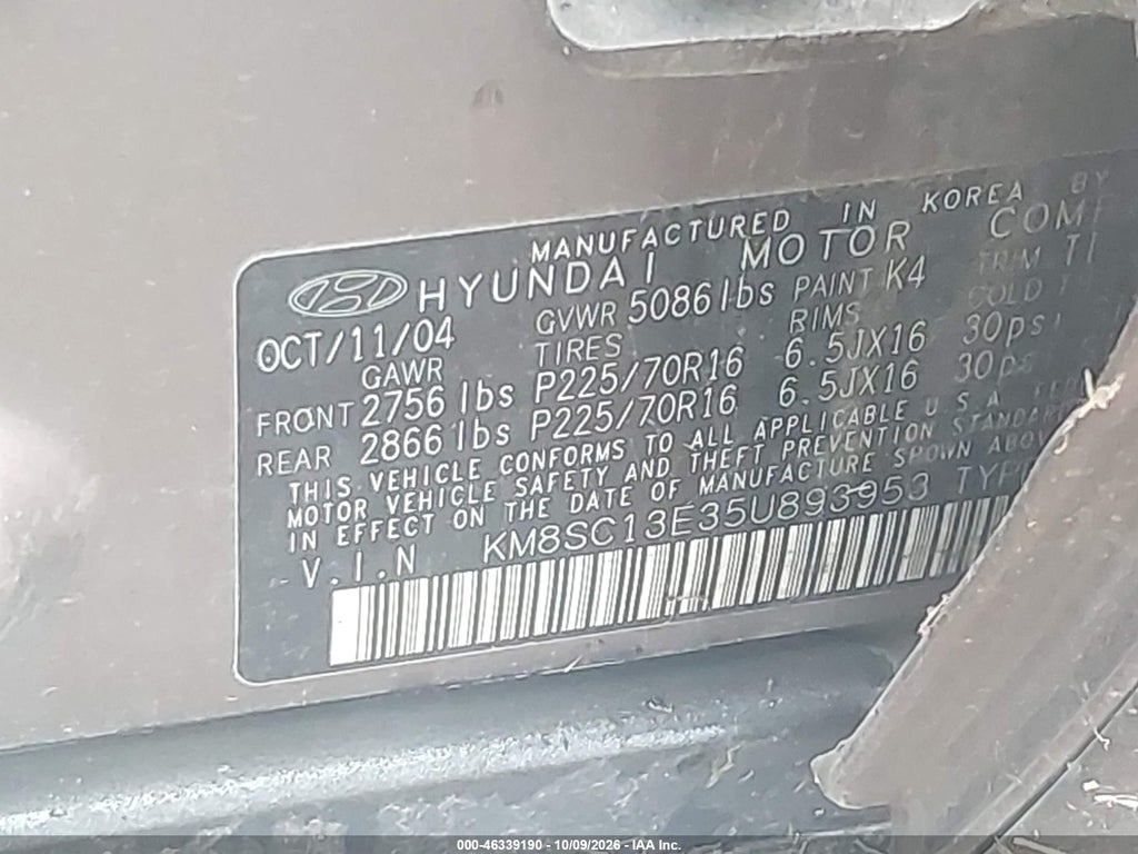 2005 Hyundai Santa FE GLS/LX photo 9