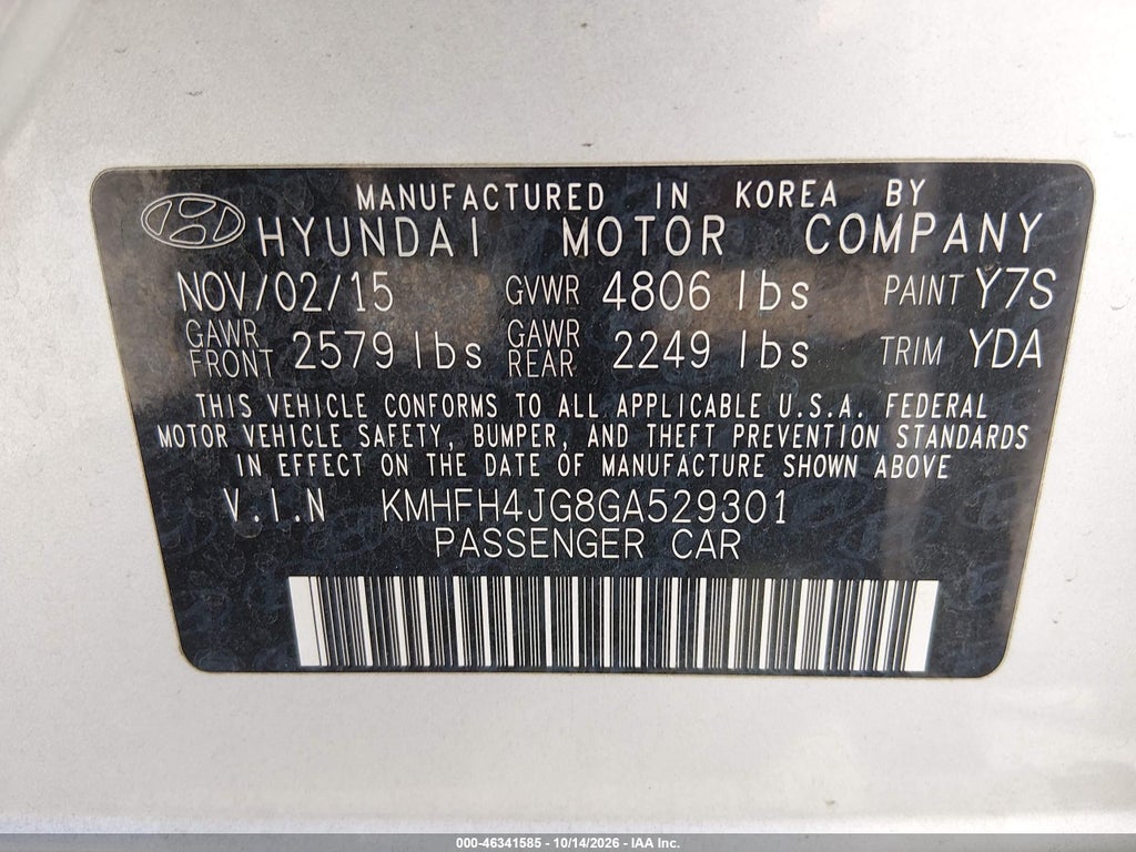 2016 Hyundai Azera Limited photo 9