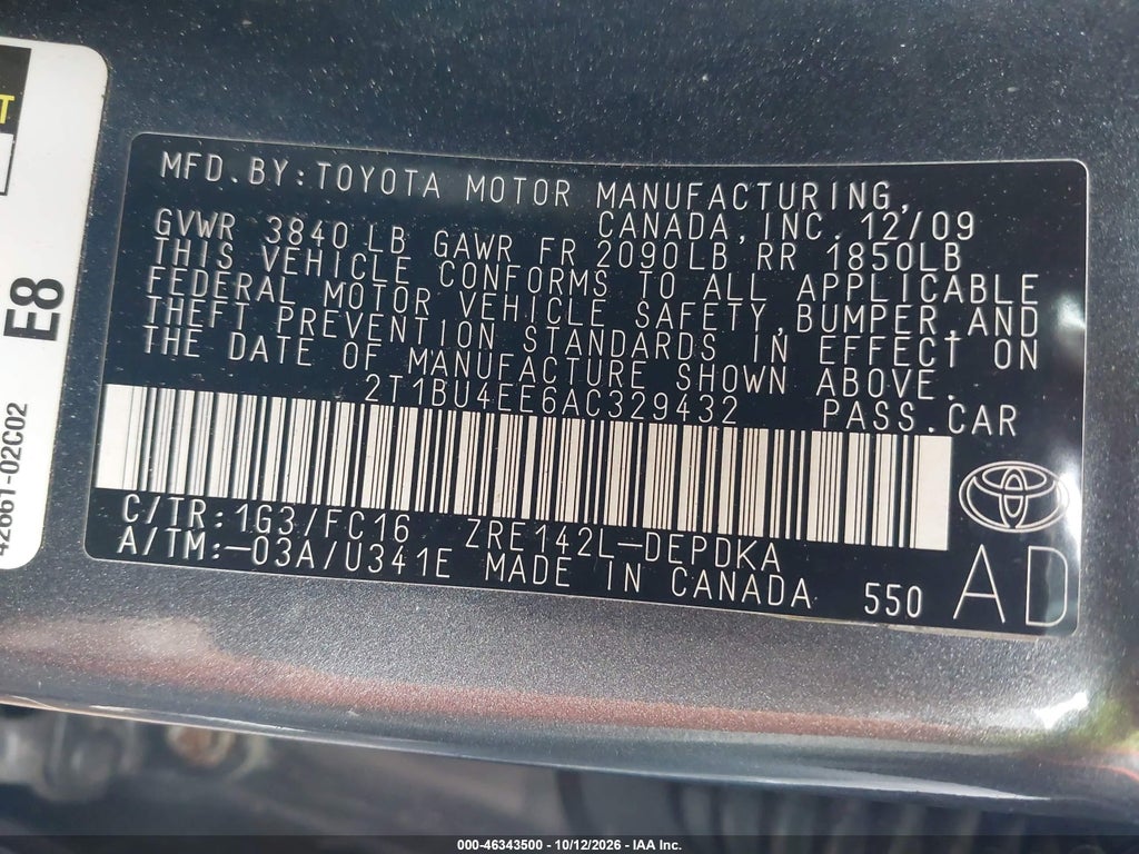 2010 Toyota Corolla LE photo 9