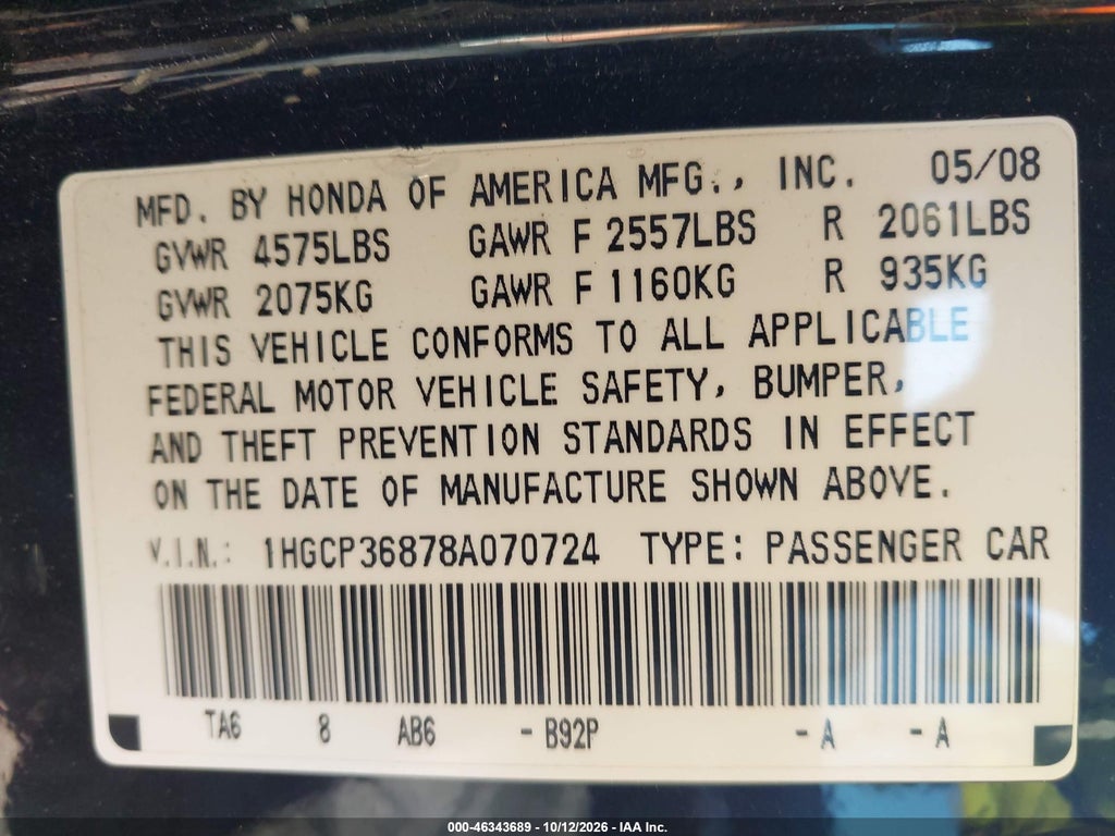 2008 Honda Accord 3.5 EX-L photo 9