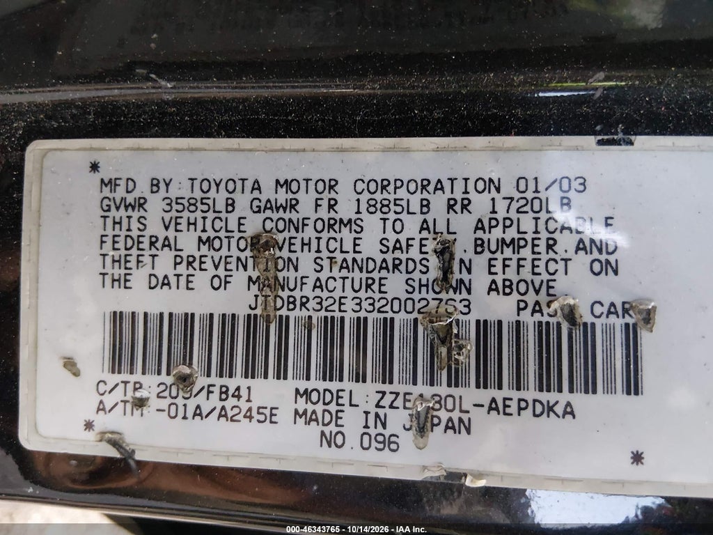 2003 Toyota Corolla CE photo 9