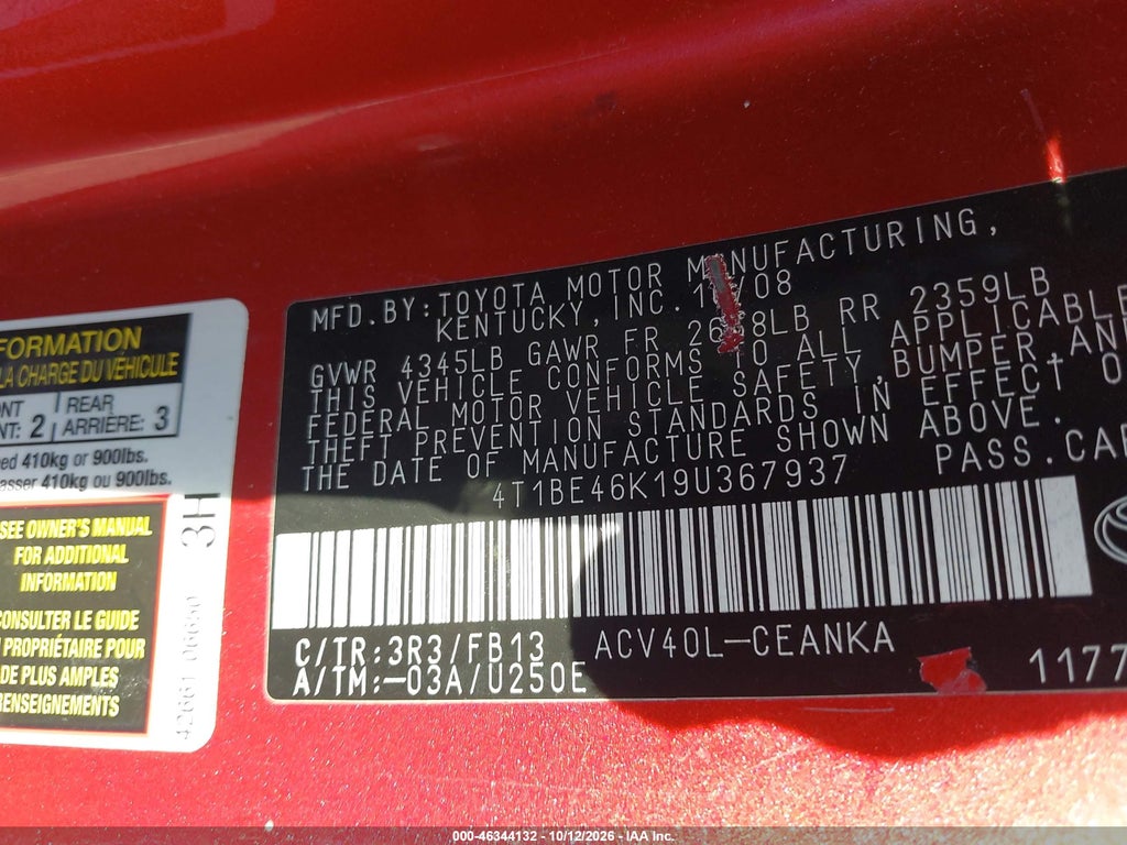 2009 Toyota Camry LE photo 9