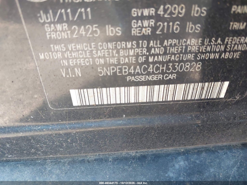 2012 Hyundai Sonata GLS photo 9