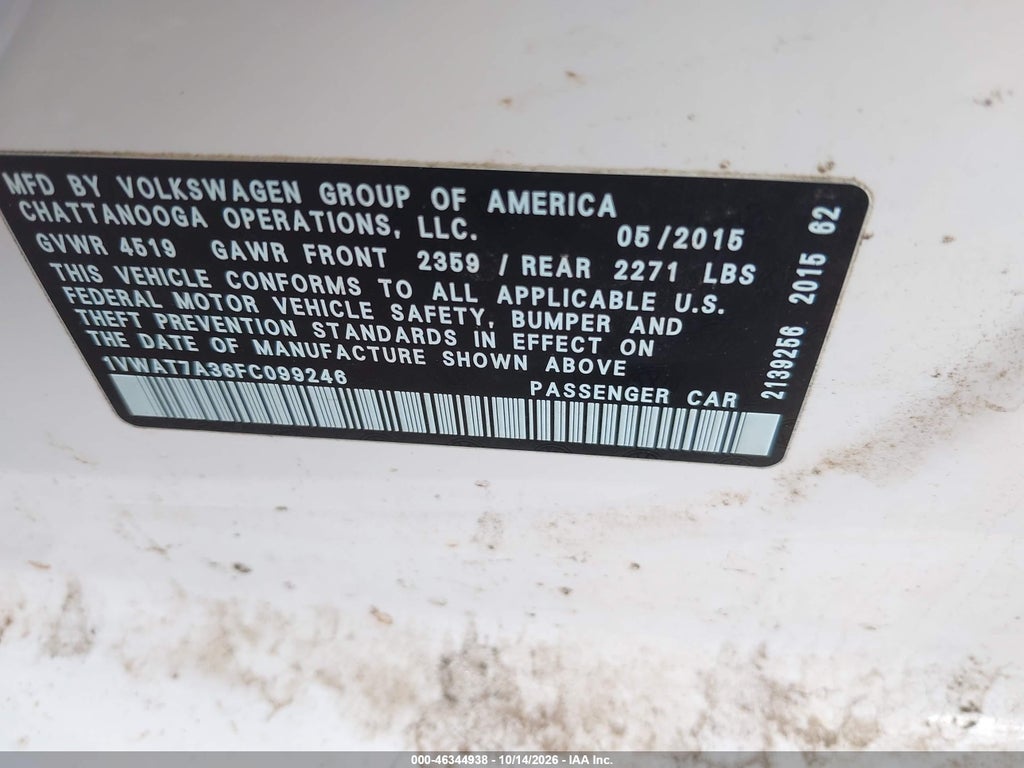 2015 Volkswagen Passat 1.8T S photo 9