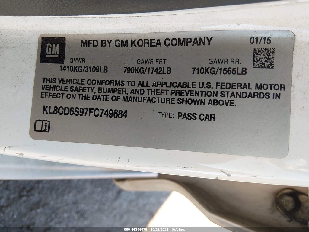 2015 Chevrolet Spark 1LT CVT photo 9