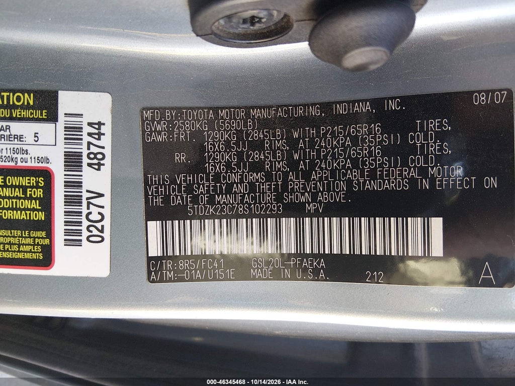2008 Toyota Sienna LE photo 9