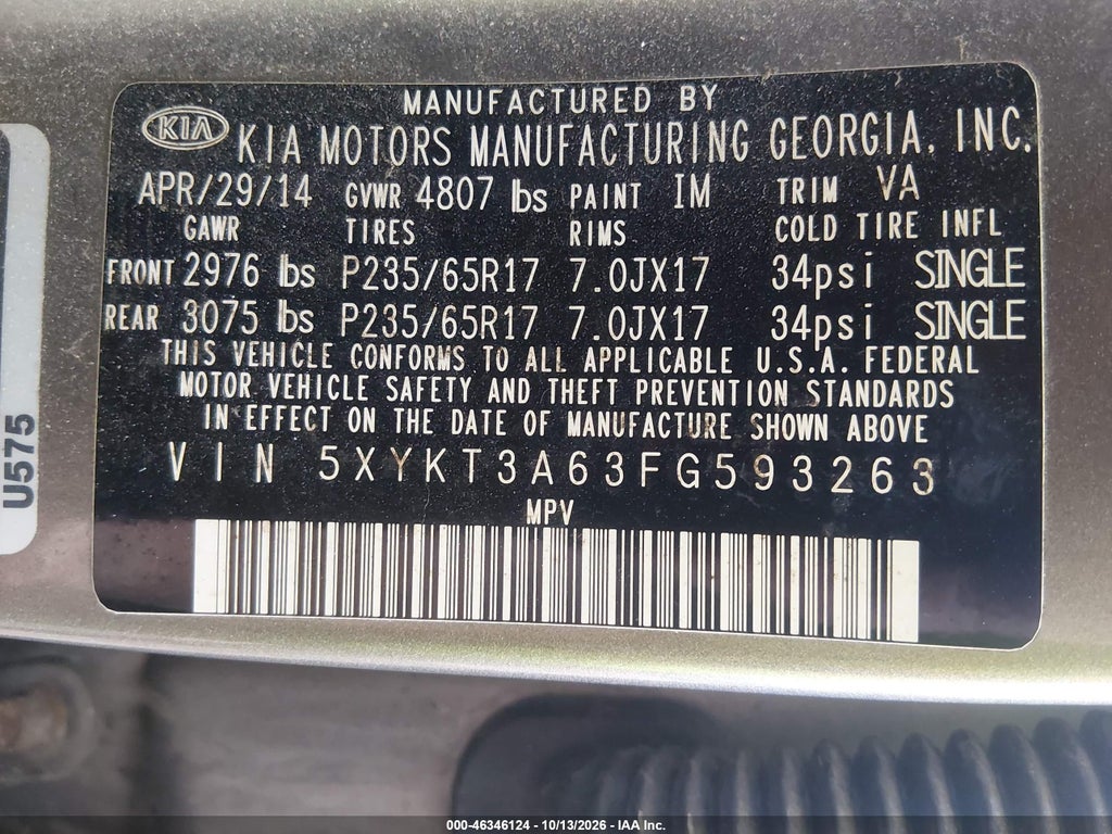 2015 Kia Sorento LX photo 9