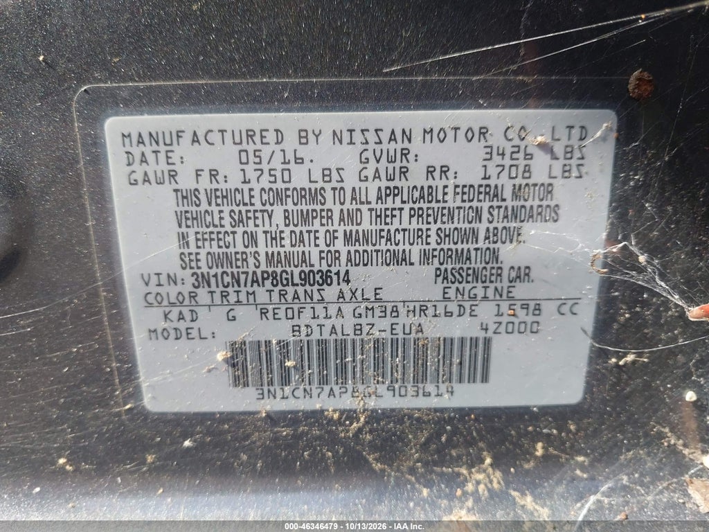 2016 Nissan Versa 1.6 S/1.6 S+/1.6 SL/1.6 SV photo 9