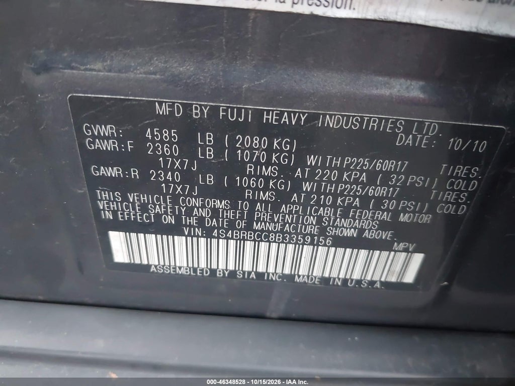 2011 Subaru Outback 2.5I Premium photo 9