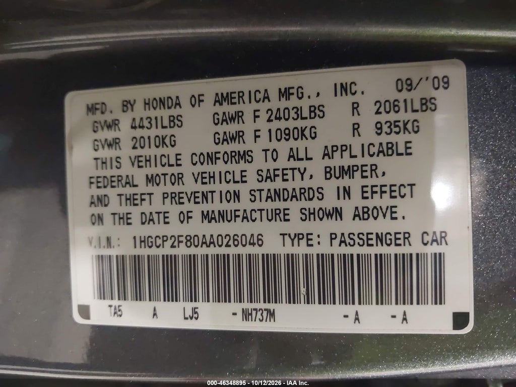 2010 Honda Accord 2.4 EX-L photo 9