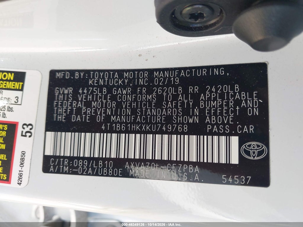 2019 Toyota Camry XSE photo 9