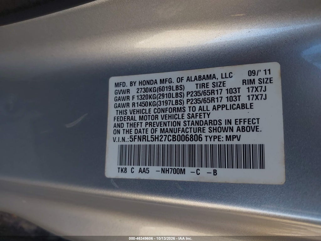 2012 Honda Odyssey LX photo 9