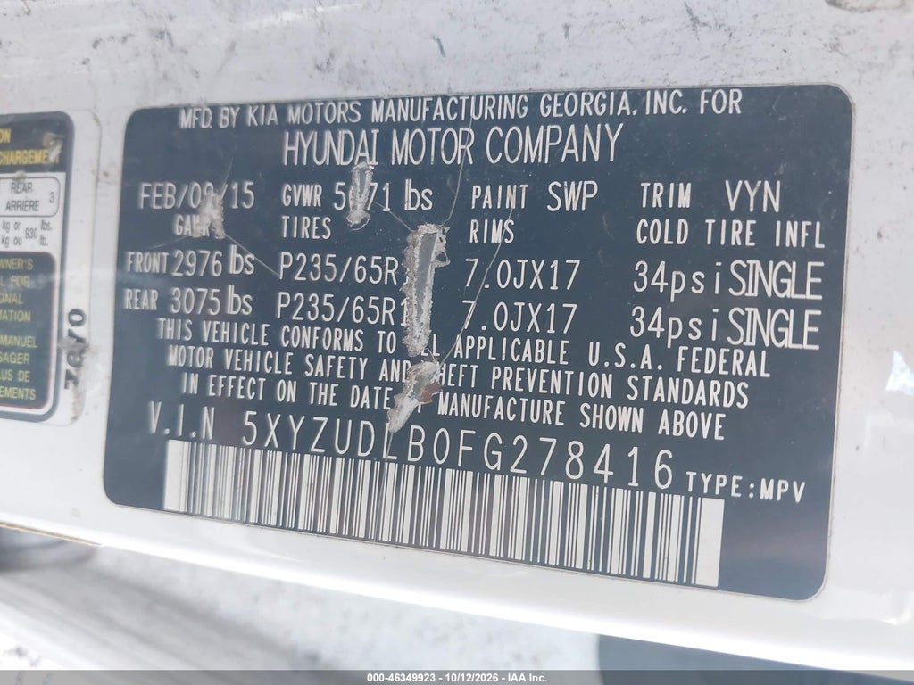 2015 Hyundai Santa FE Sport 2.4L photo 9