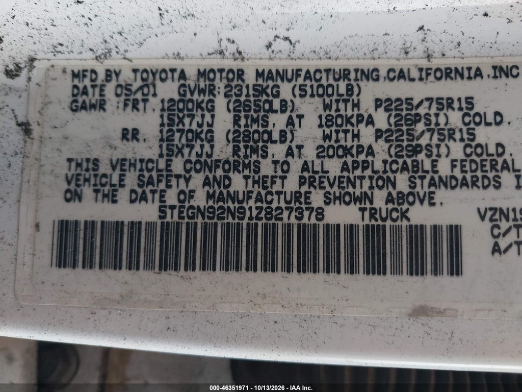 2001 Toyota Tacoma Prerunner V6 photo 9