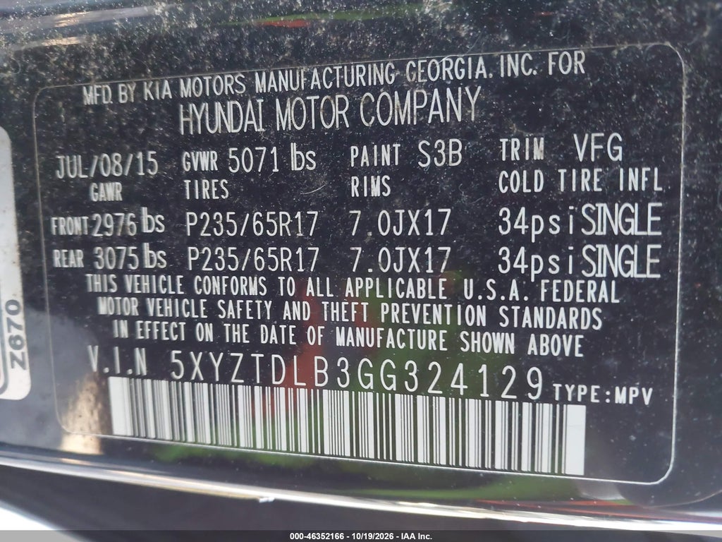 2016 Hyundai Santa FE Sport 2.4L photo 9