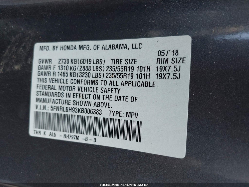 2019 Honda Odyssey Elite photo 9