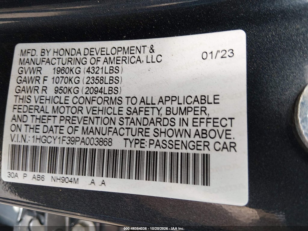 2023 Honda Accord EX photo 9