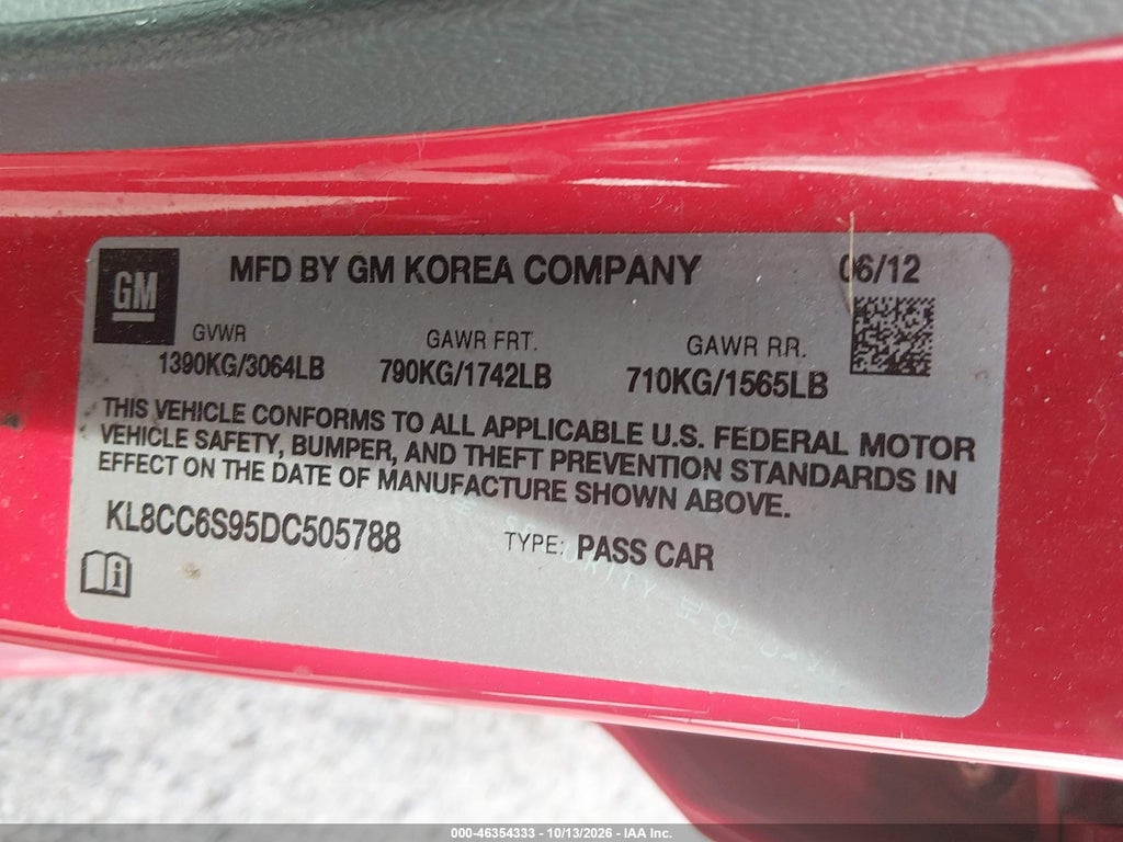2013 Chevrolet Spark 1LT Manual photo 9