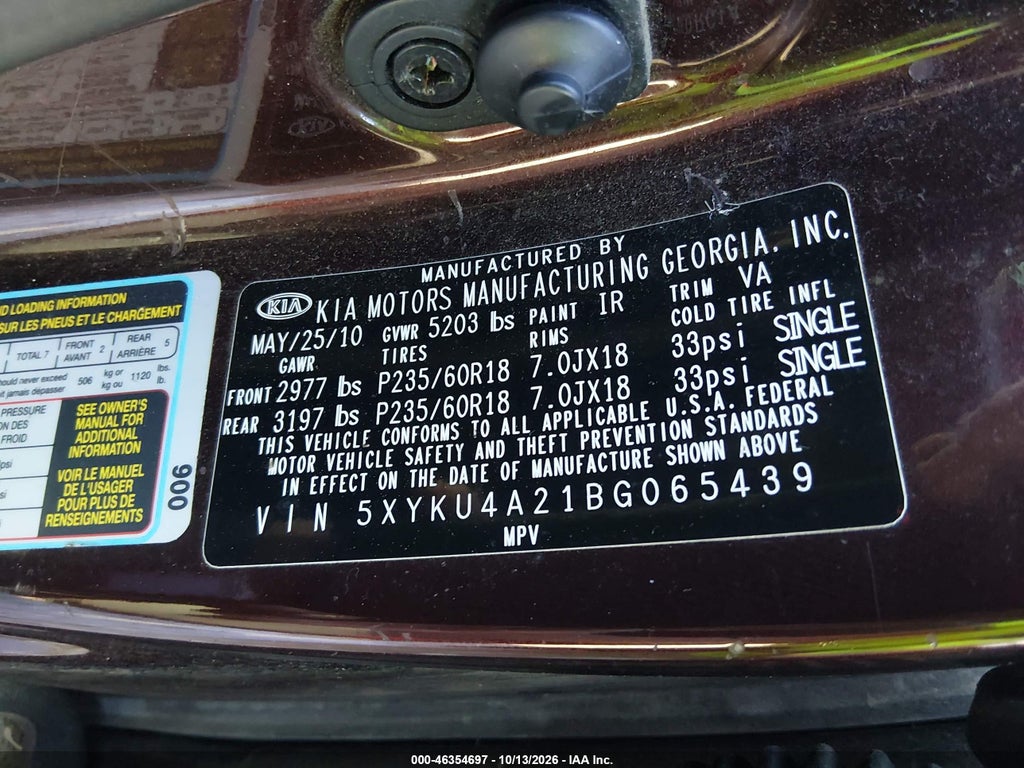 2011 Kia Sorento EX V6 photo 9