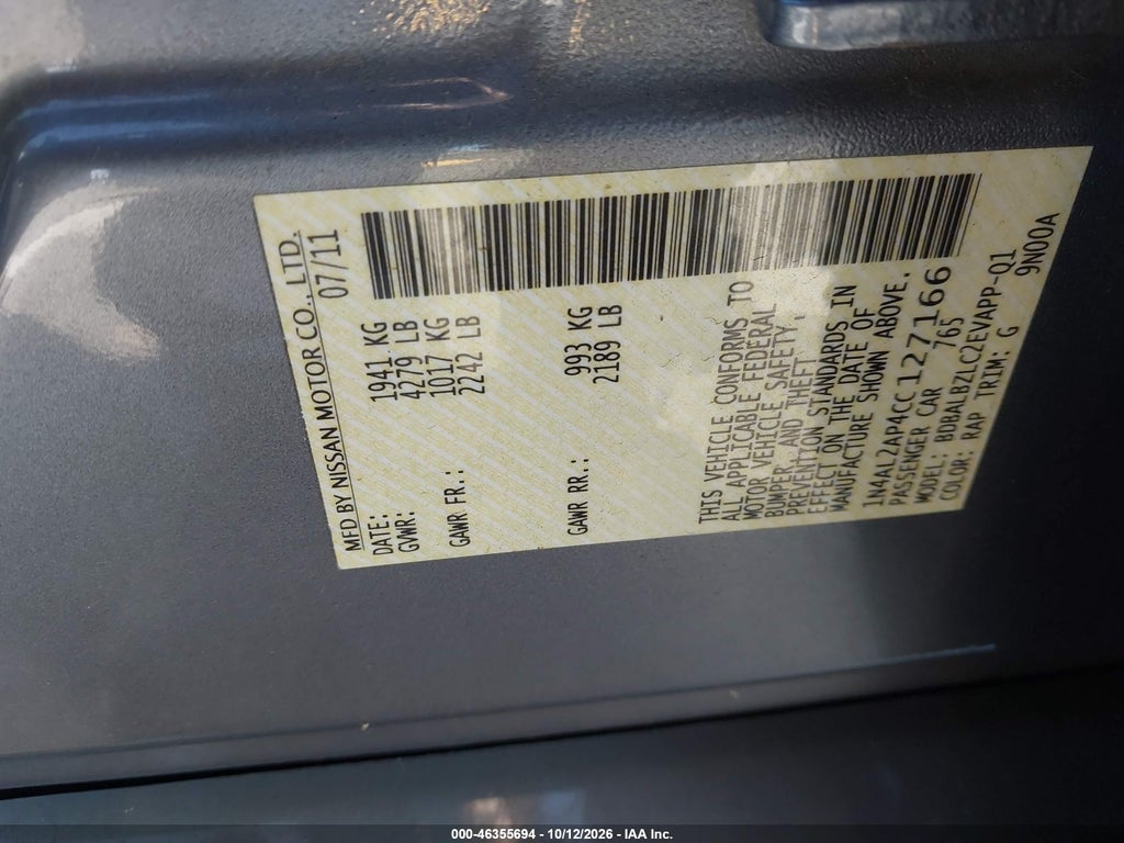2012 Nissan Altima 2.5 S photo 9
