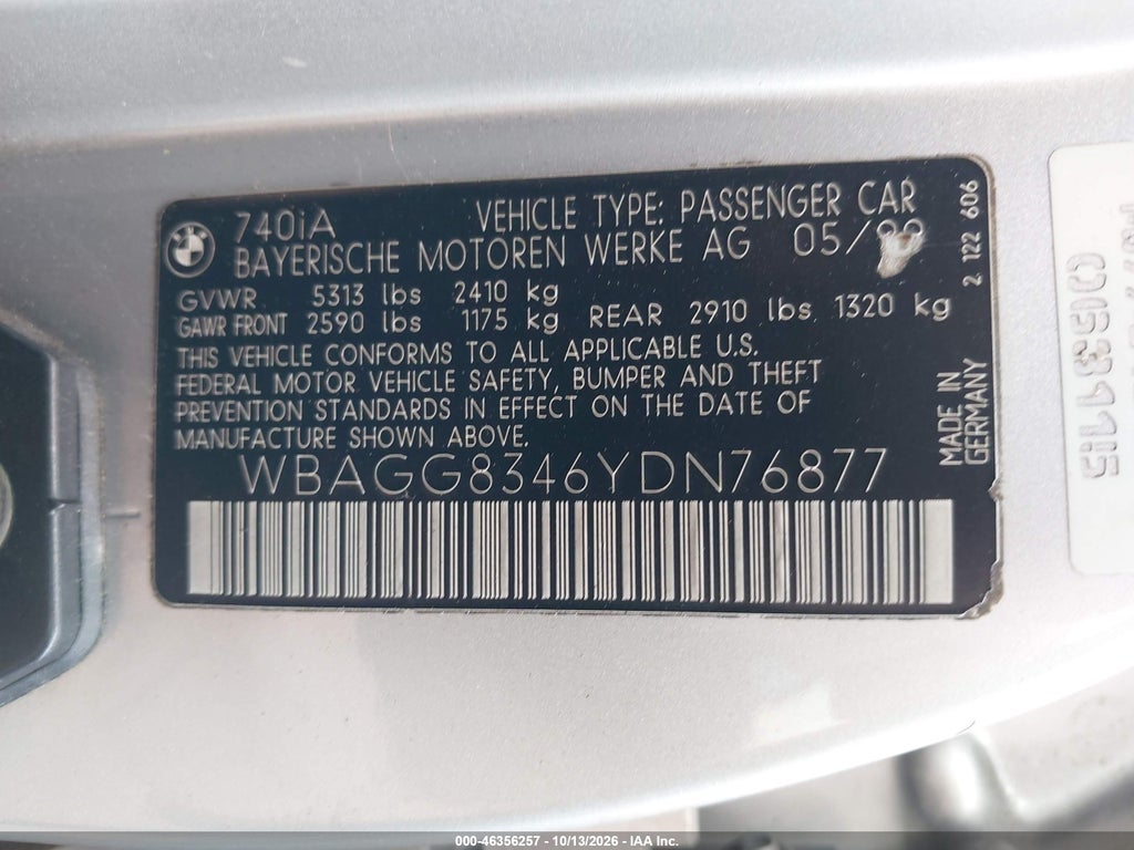2000 BMW 740IA photo 9