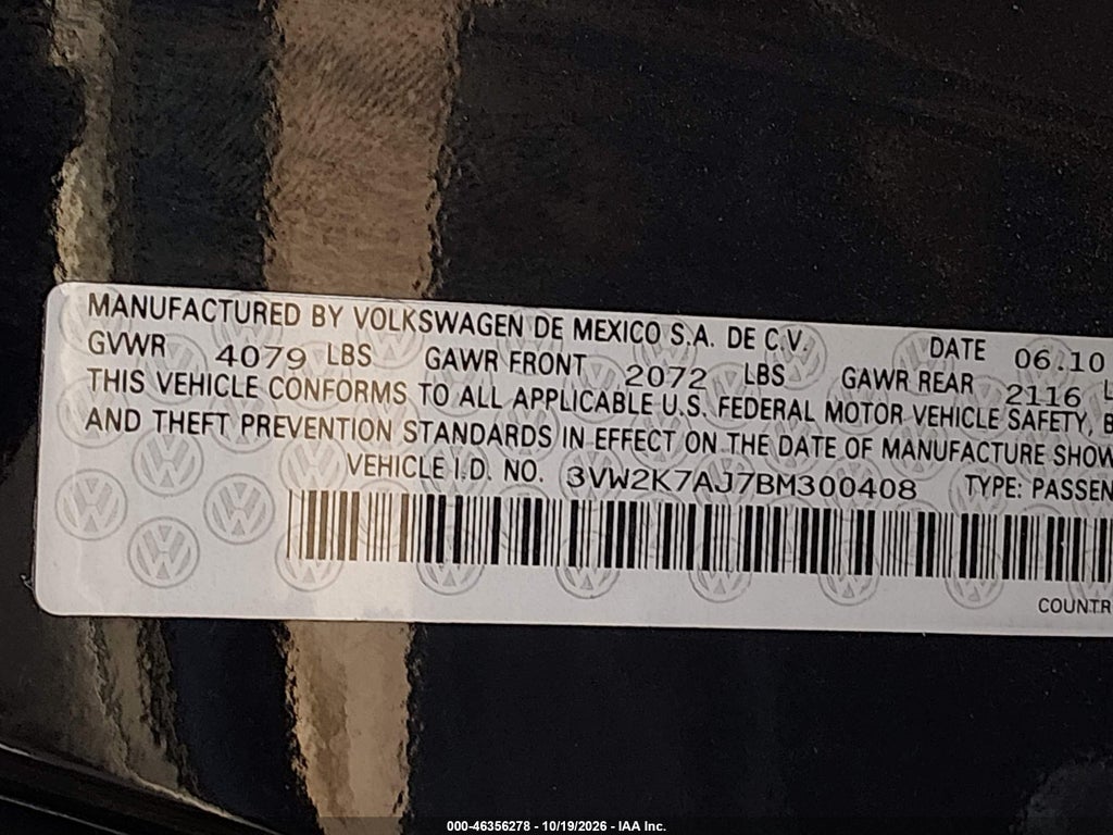 2011 Volkswagen Jetta 2.0L S photo 9
