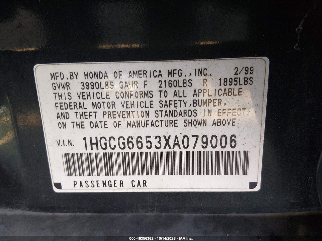 1999 Honda Accord LX photo 9