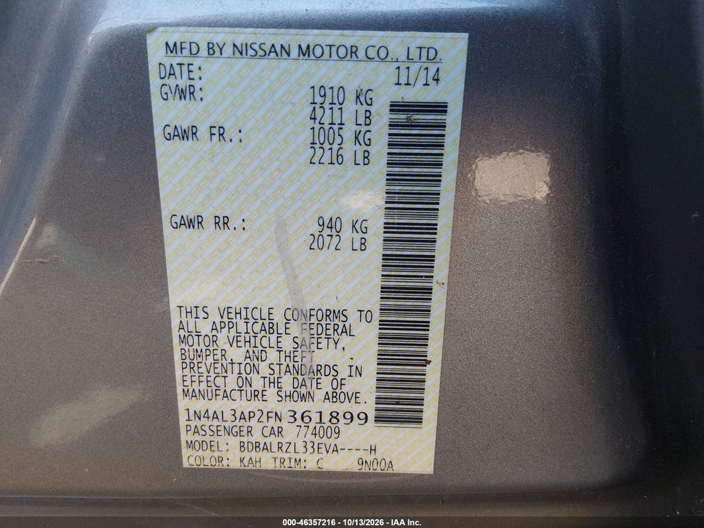 2015 Nissan Altima 2.5 SL photo 9
