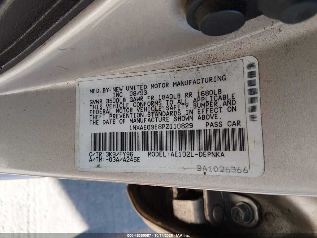 1993 Toyota Corolla LE/DX photo 9