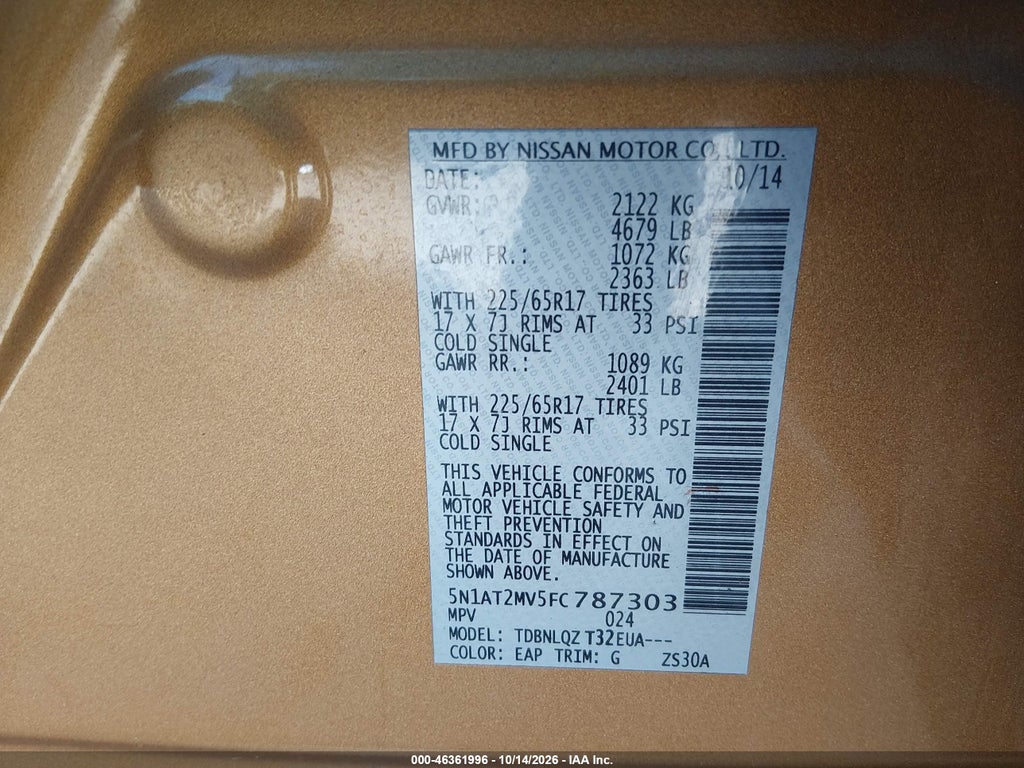 2015 Nissan Rogue SV photo 9